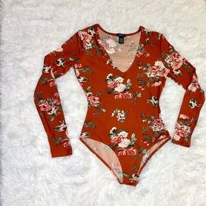 Brown Floral Bodysuit